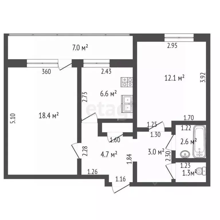 2-к кв. Самарская область, Самара Енисейская ул., 43 (50.0 м) - Фото 1