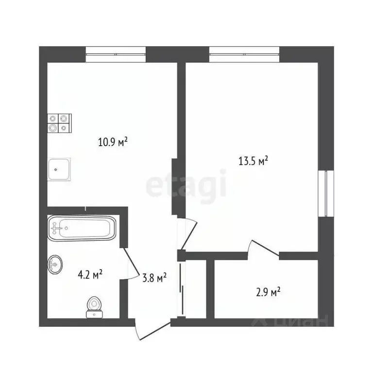 1-к кв. Тюменская область, Тюмень Новгородская ул., 20 (38.9 м) - Фото 2