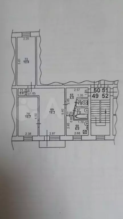 3-к. квартира, 55,6 м, 2/5 эт. - Фото 0