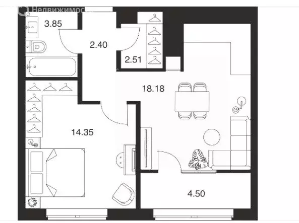 2-комнатная квартира: Тула, улица Академика Насоновой, 18 (45.79 м) - Фото 0