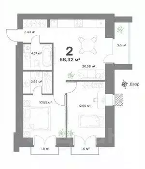 2-к кв. Нижегородская область, Выкса  (58.32 м) - Фото 0