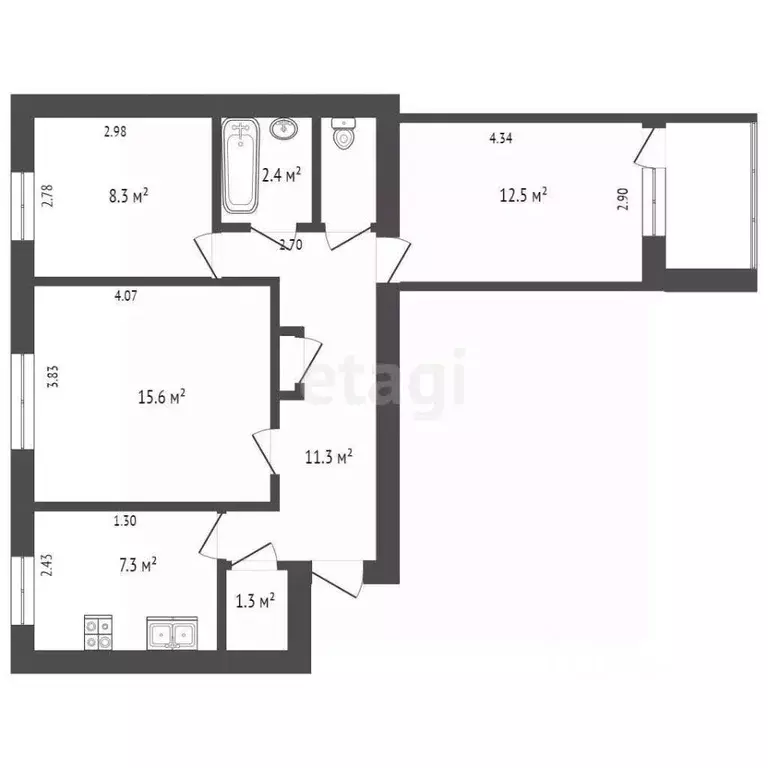 3-к кв. Хабаровский край, Хабаровск Индустриальная ул., 1 (61.3 м) - Фото 1