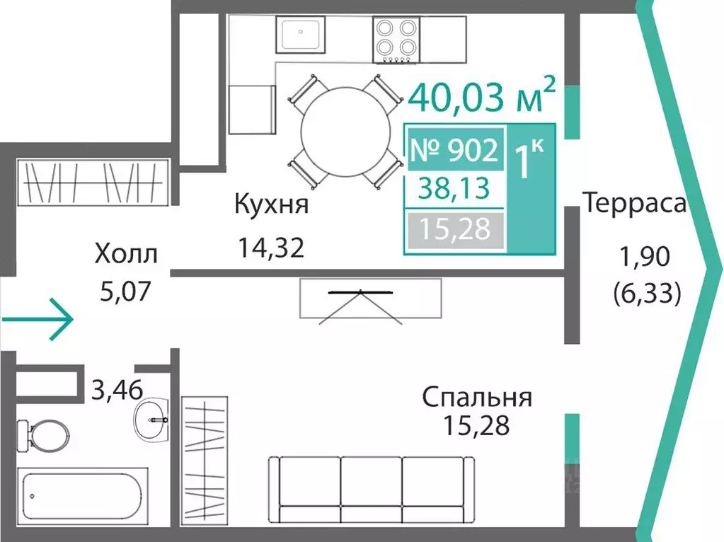 1-к кв. Крым, Симферополь Крымская роза мкр,  (40.03 м) - Фото 0