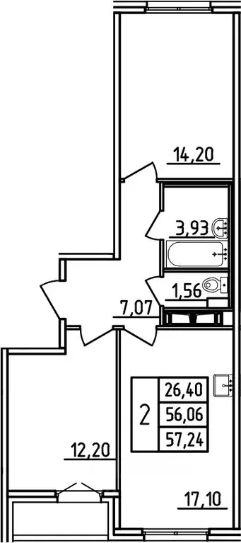 2-к кв. Санкт-Петербург пос. Шушары, просп. Старорусский, 9 (57.24 м) - Фото 0