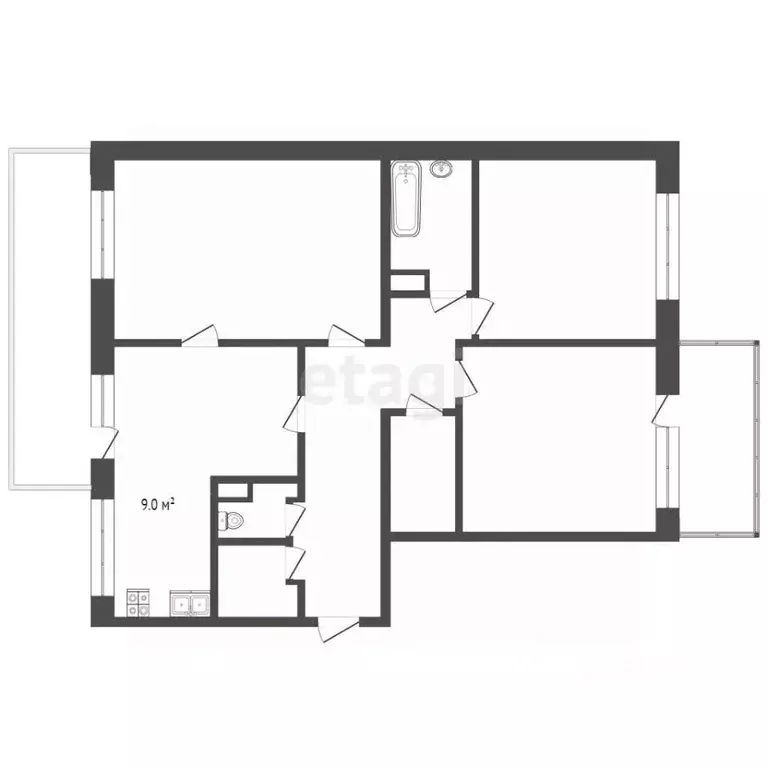 3-к кв. Крым, Черноморское пгт ул. Димитрова, 4 (73.3 м) - Фото 1