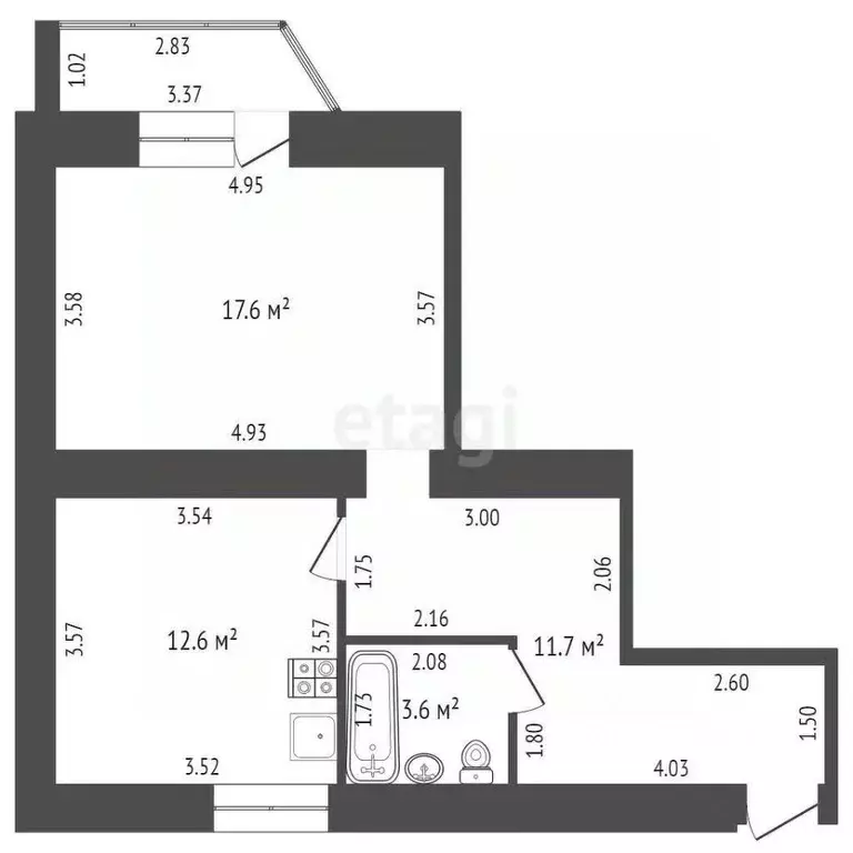 1-к кв. Тамбовская область, Тамбов Московский мкр, ул. Победы, 5 (45.6 ... - Фото 2