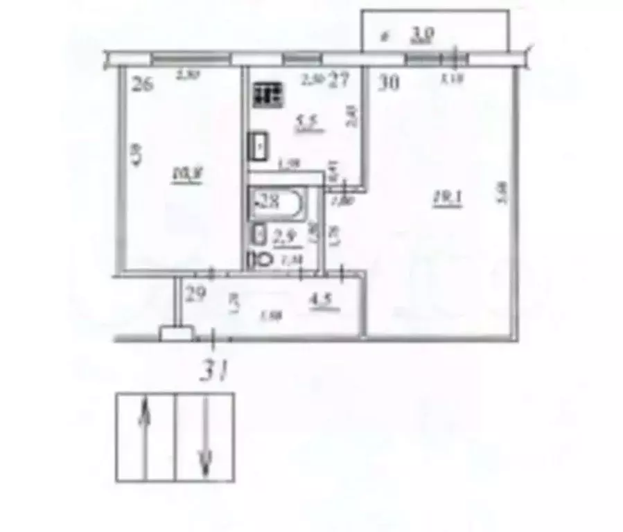 2-к кв. Самарская область, Самара ул. Советской Армии, 145 (42.2 м) - Фото 1