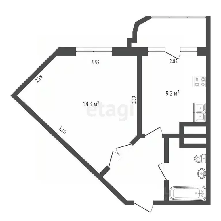 1-к кв. Московская область, Химки ул. Академика Грушина, 2/10 (41.4 м) - Фото 1