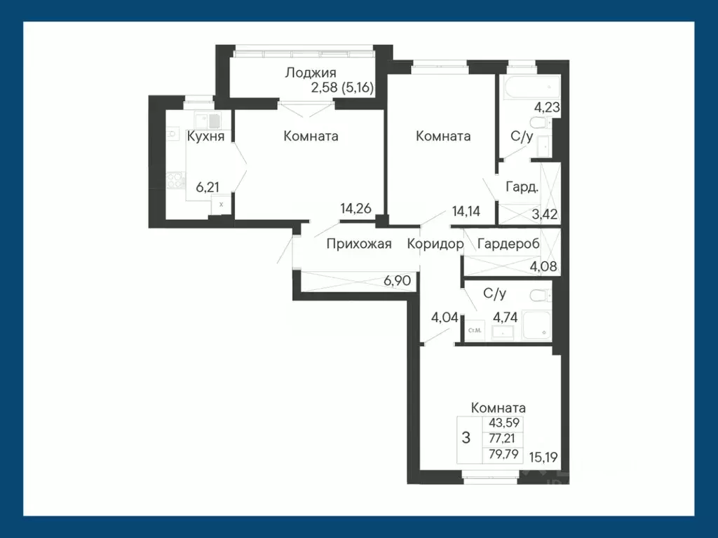 3-к кв. Ростовская область, Ростов-на-Дону Ривьера жилой квартал,  ... - Фото 1