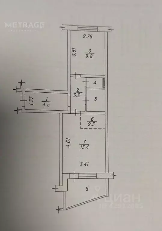 2-к кв. Новосибирская область, Новосибирск ул. Титова, 257/2 (37.0 м) - Фото 1