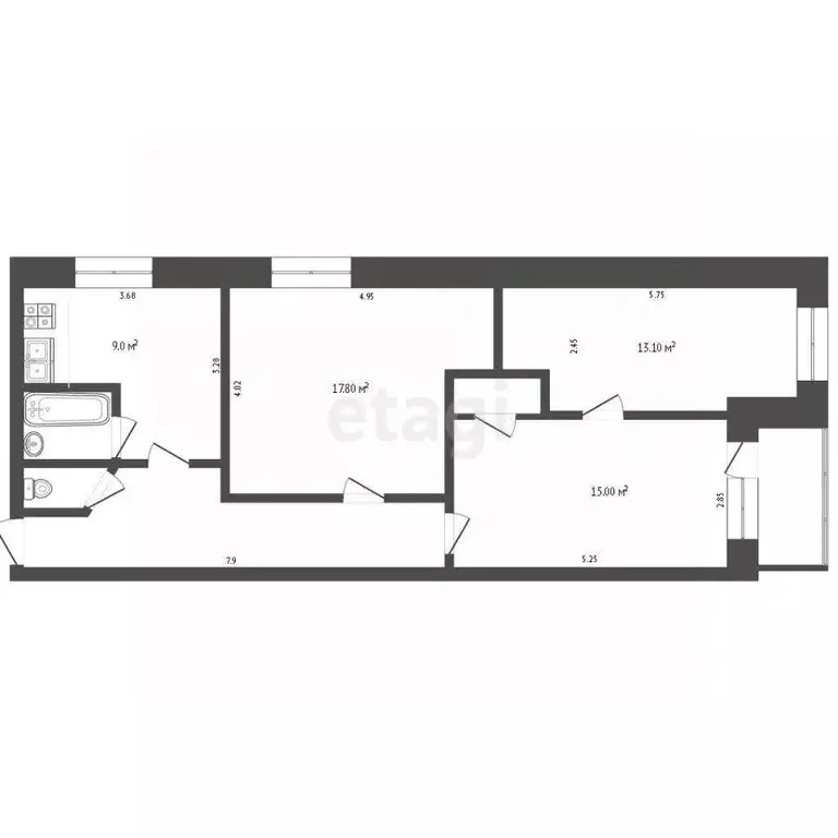 3-к кв. Тюменская область, Тюмень ул. Червишевский Тракт, 15/3 (73.1 ... - Фото 2