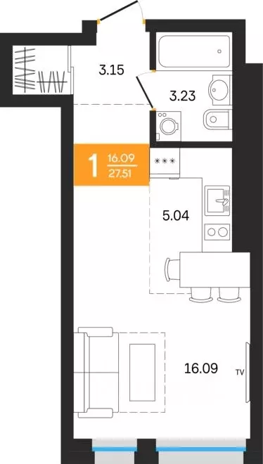 1-к кв. Башкортостан, Уфа ул. Нуриманова (27.51 м) - Фото 1