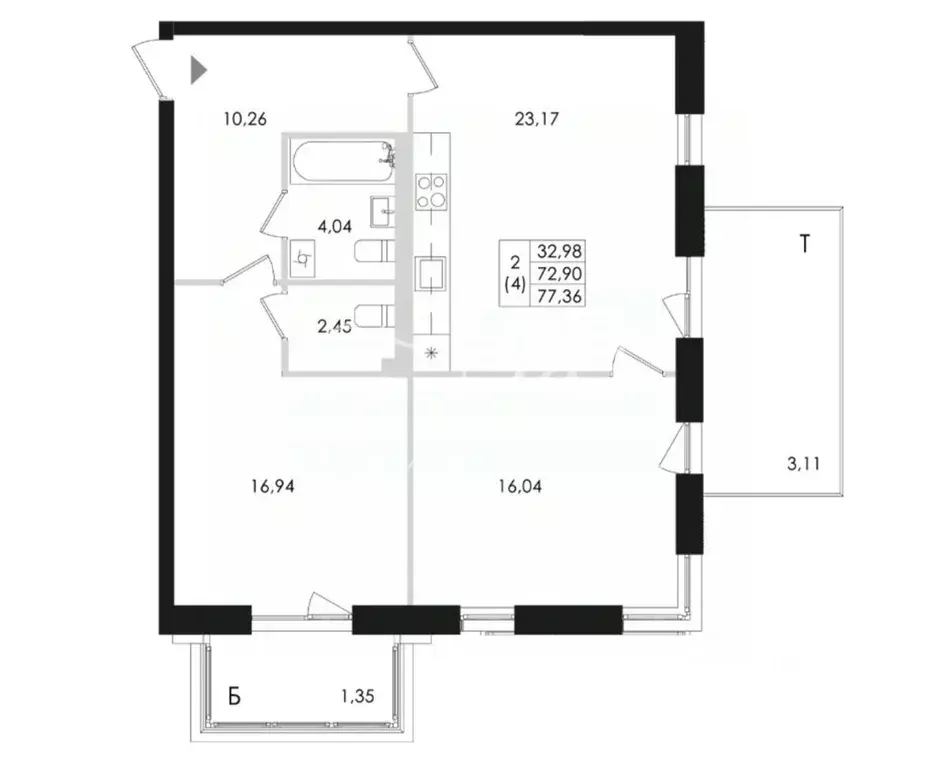 2-к кв. Санкт-Петербург, Санкт-Петербург, Сестрорецк Авиационная ул., ... - Фото 2