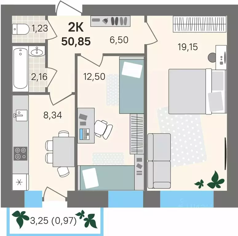 2-к кв. Пермский край, Пермский муниципальный округ, с. Култаево ул. ... - Фото 1