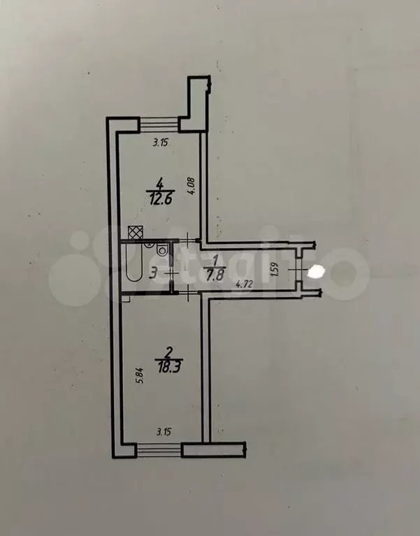 1-к. квартира, 42,2 м, 1/5 эт. - Фото 0