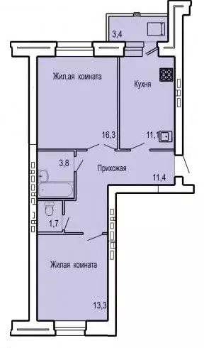 Продаётся 2-к квартира, 59.4 м - Фото 0
