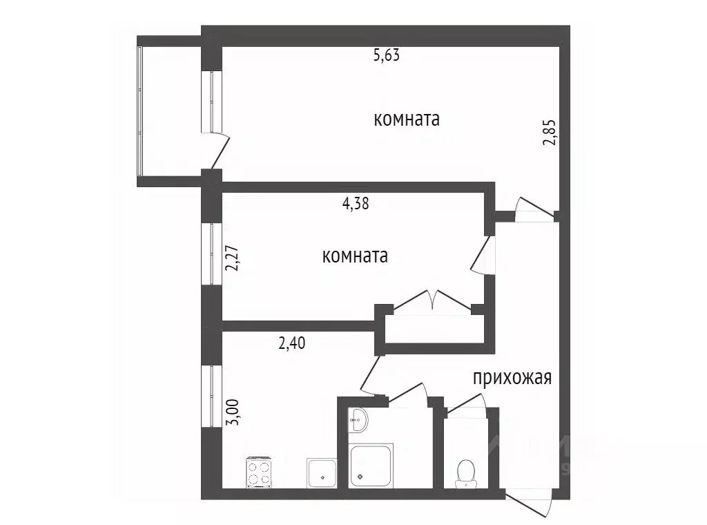 2-к кв. Бурятия, Улан-Удэ 47-й кв-л, ул. Конечная, 1 (44.3 м) - Фото 2