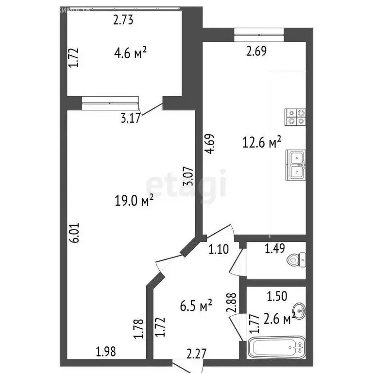 1-комнатная квартира: Альметьевск, проспект Строителей, 61 (38.8 м) - Фото 1
