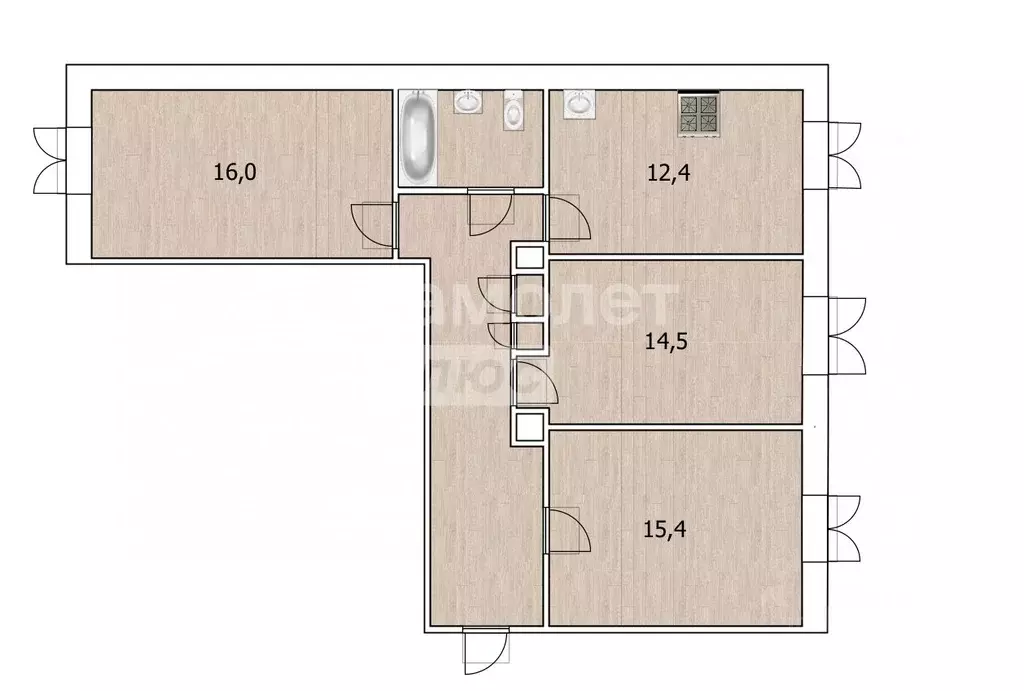 3-к кв. Тюменская область, Тюмень ул. Ленина, 69А (76.0 м) - Фото 2