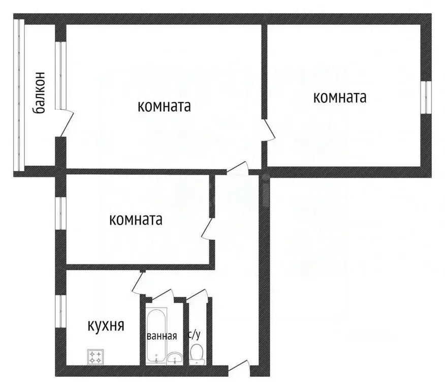 3-к кв. Курганская область, Курган ул. Дзержинского, 10А (58.5 м) - Фото 2