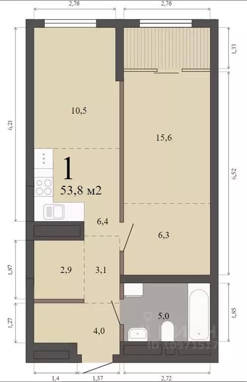 1-к кв. Свердловская область, Екатеринбург пер. Сосновый (53.8 м) - Фото 1
