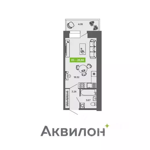 Студия Архангельская область, Северодвинск Аквилон Листва жилой ... - Фото 0