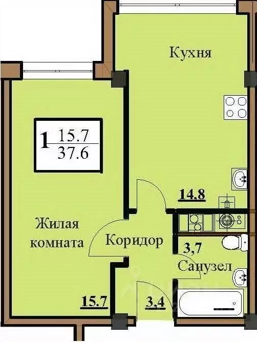 1-к кв. Ставропольский край, Ессентуки Северный мкр,  (36.7 м) - Фото 0