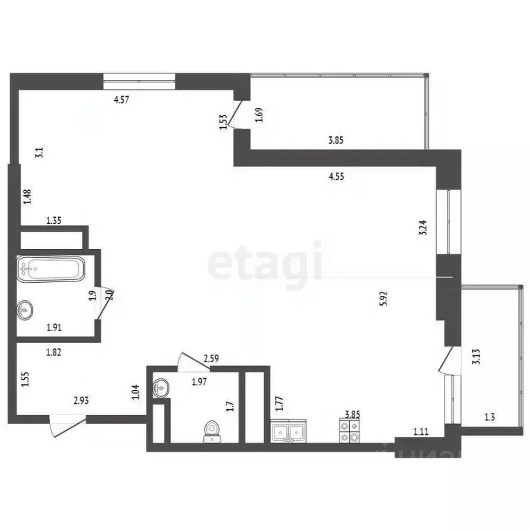 2-к кв. Самарская область, Самара ул. Советской Армии, 238а (69.0 м) - Фото 2
