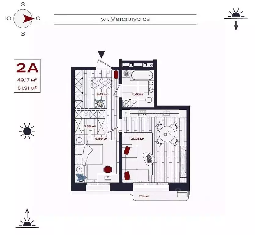 2-к кв. Иркутская область, Братск ул. Металлургов, 10 (51.31 м) - Фото 0