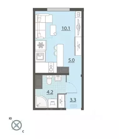 Студия Свердловская область, Екатеринбург Широкая Речка мкр, Меридиан ... - Фото 2