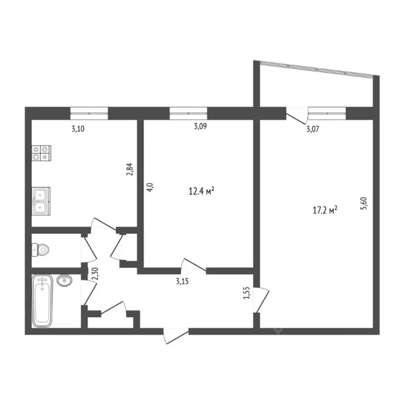 2-к кв. Тюменская область, Тюмень Широтная ул., 156 (50.5 м) - Фото 2