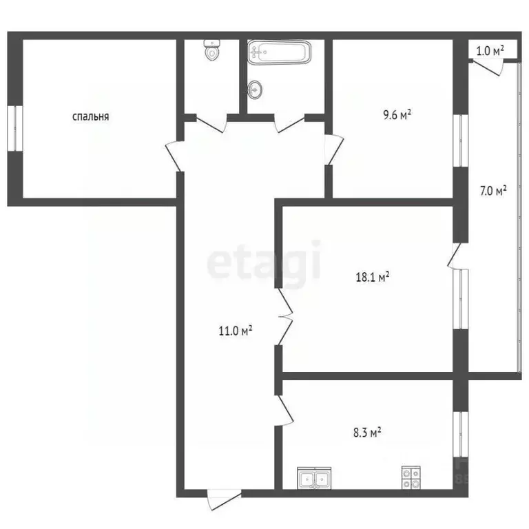 3-к кв. Вологодская область, Вологда ул. Дзержинского, 15 (67.5 м) - Фото 2