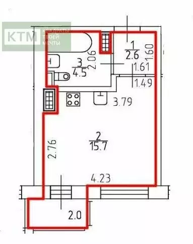 Квартира-студия: посёлок Парголово, Толубеевский проезд, 20к1 (22.8 м) - Фото 1