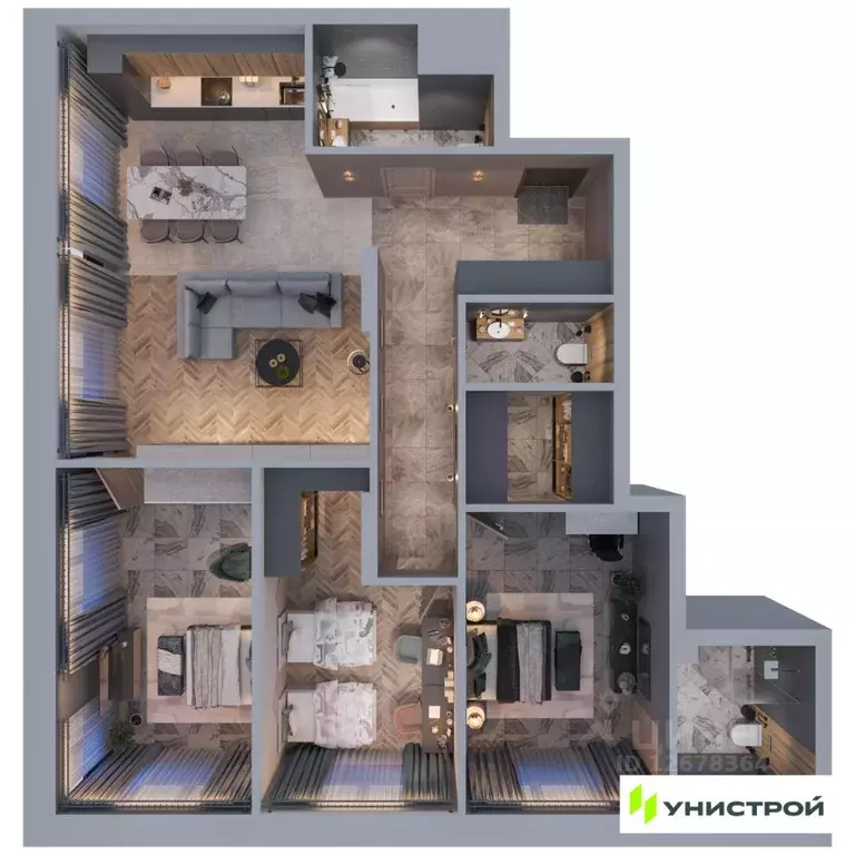 3-к кв. Татарстан, Казань проезд Юнуса Ахметзянова, 5 (102.09 м) - Фото 1