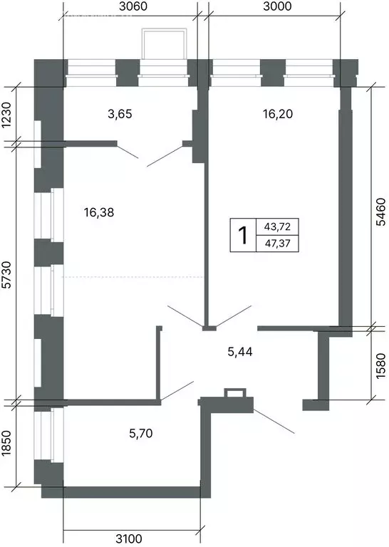 1-комнатная квартира: Екатеринбург, улица Мира, 47/6 (47.2 м) - Фото 2