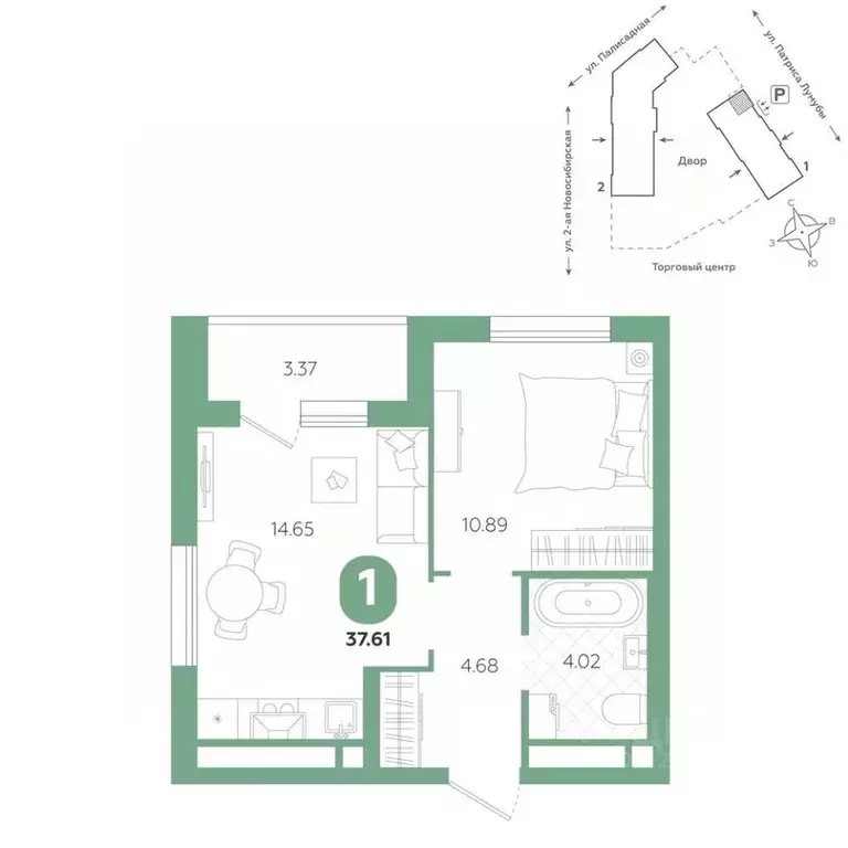 1-к кв. Свердловская область, Екатеринбург ул. Патриса Лумумбы, 4А ... - Фото 1