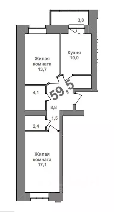 2-к кв. Амурская область, Благовещенск ул. Островского, 130 (59.2 м) - Фото 0