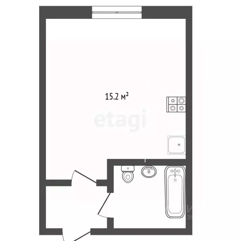 Студия Тюменская область, Тюмень ул. 30 лет Победы, 105 (15.2 м) - Фото 2