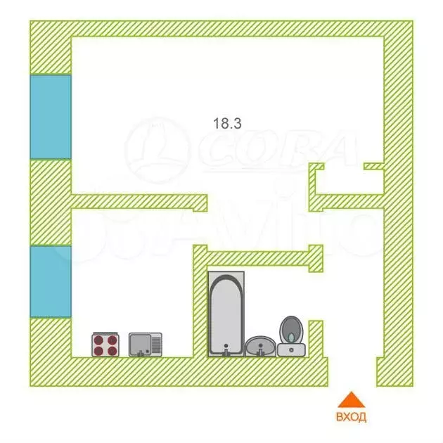 1-к. квартира, 30 м, 3/5 эт. - Фото 0