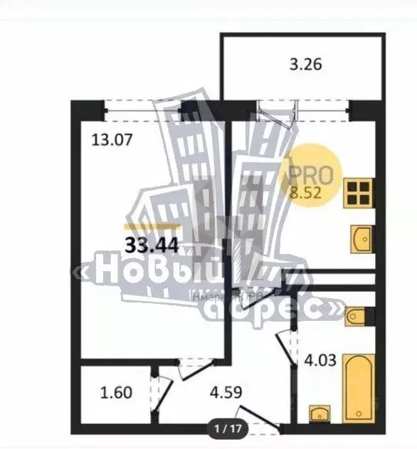 1-к кв. Воронежская область, Воронеж Острогожская ул., 156/1 (35.5 м) - Фото 2