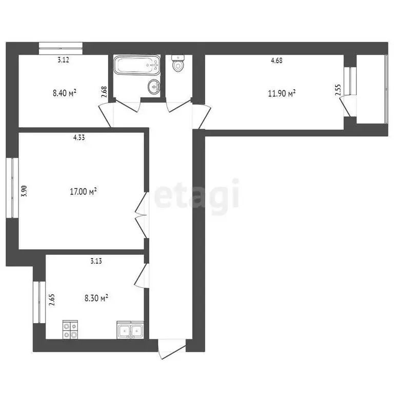 3-комнатная квартира: Вологда, улица Текстильщиков, 16 (60.6 м) - Фото 1