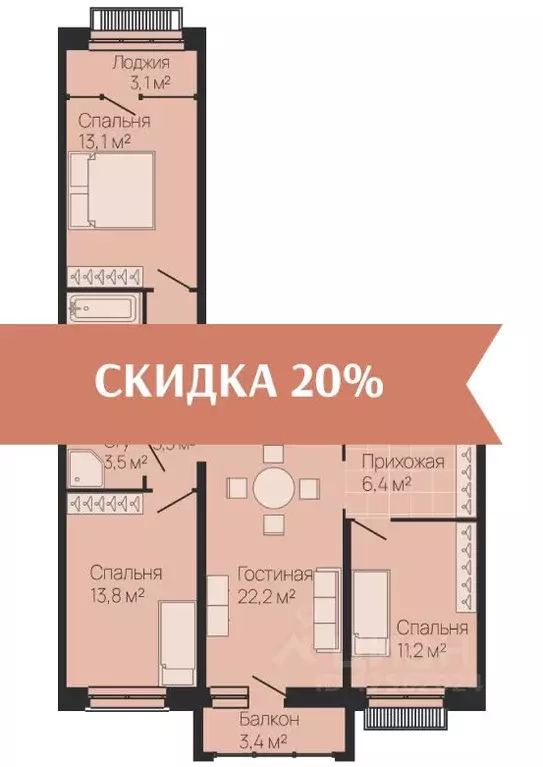3-к кв. Нижегородская область, Нижний Новгород ул. Белинского, 23 ... - Фото 1