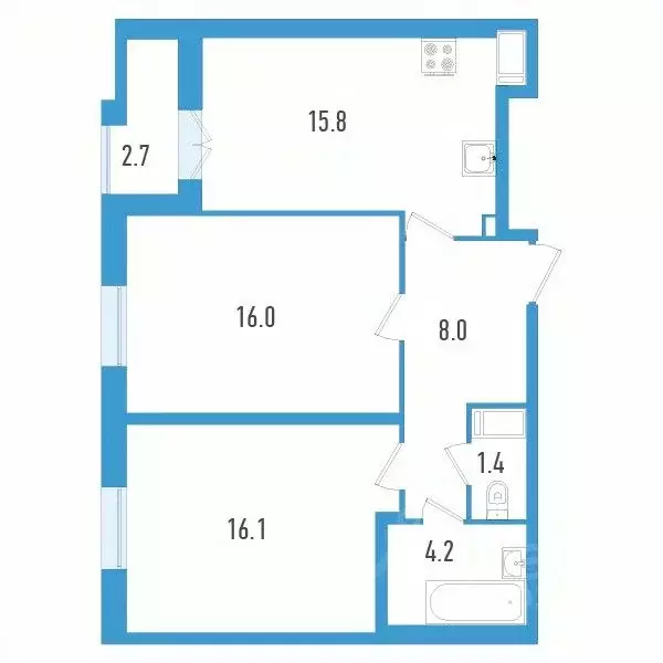 2-к кв. Санкт-Петербург ул. Типанова, 22 (62.9 м) - Фото 0