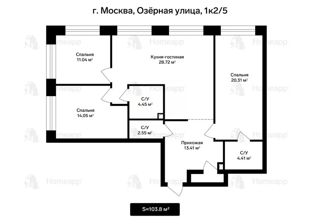 4-к кв. Москва Озерная ул., 1к2/5 (103.8 м) - Фото 2