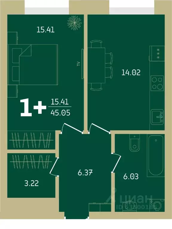 1-к кв. Башкортостан, Уфа Революционная ул., 39/4 (31.05 м) - Фото 1