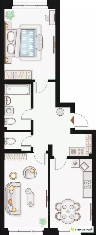 2-к кв. Татарстан, Казань Ку на Кулагина жилой комплекс (64.98 м) - Фото 1