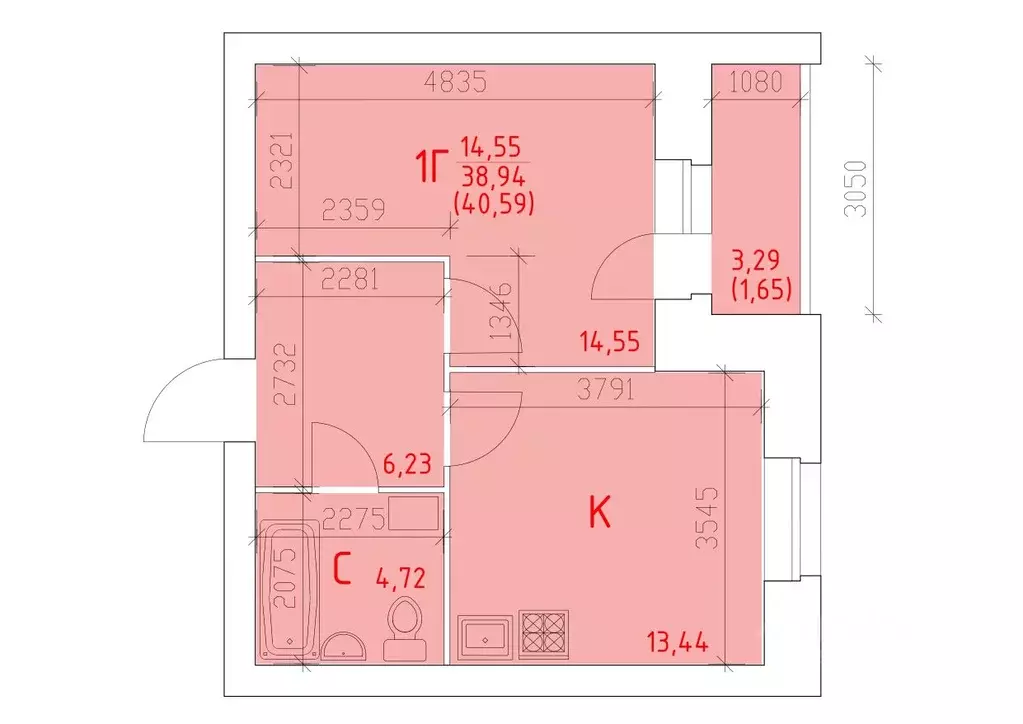 1-к кв. Вологодская область, Череповец 109-й мкр,  (40.59 м) - Фото 0