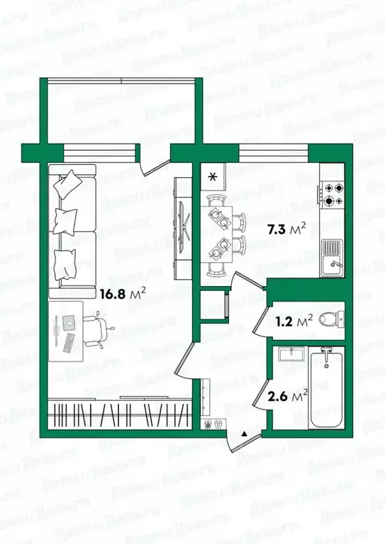 1-к кв. Кировская область, Киров ул. Воровского, 98к1 (34.1 м) - Фото 1