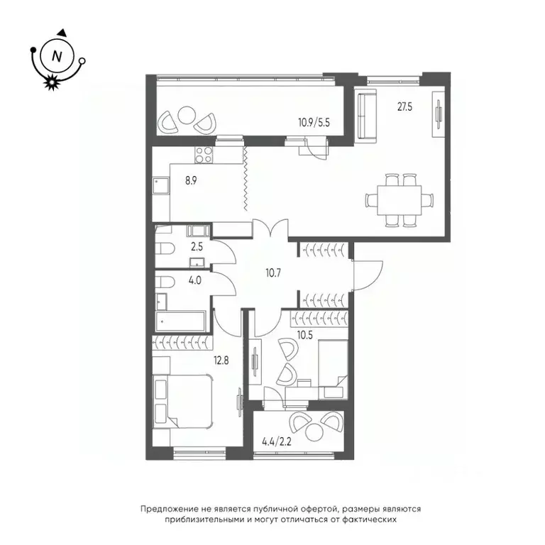 3-к кв. Омская область, Омск Зеленая река мкр, 5 (84.6 м) - Фото 0