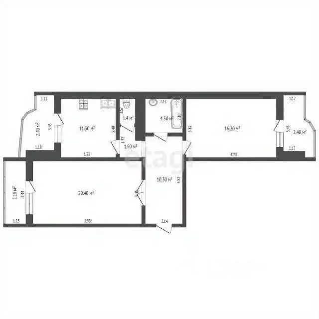 2-к кв. Краснодарский край, Краснодар Юбилейный мкр, наб. ... - Фото 1